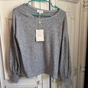 NWT bohme grey scoop neck balloon sleeve sweater, women's size x-small